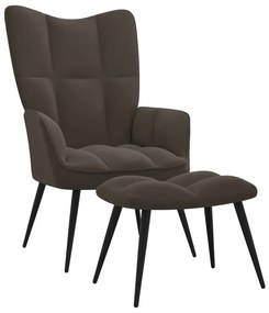 vidaXL Relaxstoel met voetenbank fluweel donkergrijs