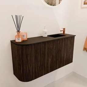 Mondiaz Joya 80cm toiletmeubel ronding links walnut met wastafel faye rechts 1 kraangat urban