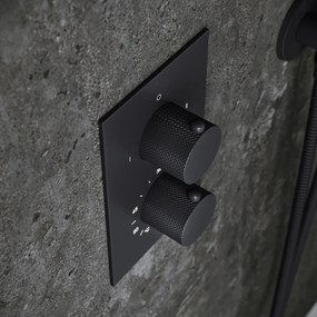 Saniclear Nero Curved inbouw badkraan met vrijstaande uitloop zwart mat