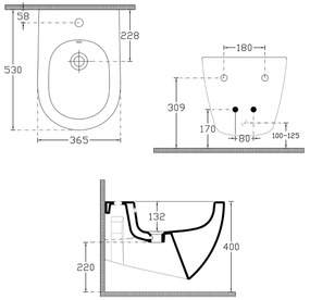 Sapho Infinity hangend bidet 36x53cm wit