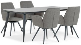 Tuinset 4 personen 180 cm Outdoor textiel Grijs Lifestyle Garden Furniture Andorra/Vienna