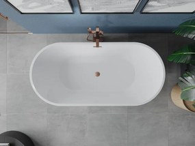 Mexen Luna vrijstaande badkuip 160 x 75 cm, wit, geborsteld koper overloop - 52031607500-65