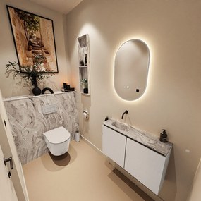 Mondiaz Ture DLux toiletmeubel 80cm linen met wastafel glace links zonder kraangat