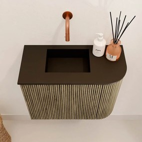 Mondiaz Joya 50cm toiletmeubel ronding rechts dusk met wastafel faye links zonder kraangat urban
