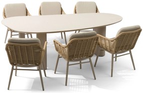Tuinset 6 personen 240 cm Aluminium/rope Taupe Coco Antoni/Weave