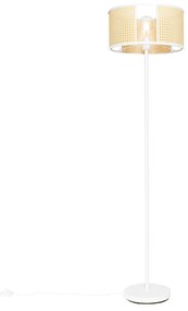 Oosterse vloerlamp wit met rotan 40 cm - Akira Retro E27 rond Binnenverlichting Lamp