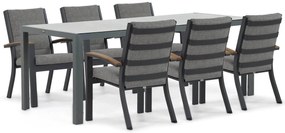 Tuinset 6 personen 210 cm Aluminium/teak Grijs Osmen Midura/Venustas