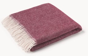 Wollen plaid Tirol met visgraatpatroon en franjes