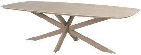 4 Seasons Outdoor Nevada low dining tafel latte met zandkleurig keramisch blad in barrelvorm 250 x 105 cm  Tuintafel    beige weerbestendig