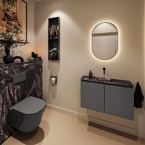 Mondiaz Ture DLux toiletmeubel 80cm dark grey met wastafel lava midden zonder kraangat