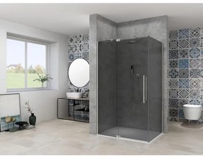 Van Rijn Products ST08 Nis Draaideur - 100x200cm - grijs rookglas - dikte 8mm - 2 delig - muurprofiel - stabilisatiestang - RVS ST08300100GRBN
