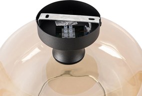 Smart plafondlamp zwart met amber glas incl. Wifi A60 - Bizle