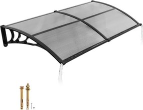 VEVOR Voordeurluifel, 965x1987 mm, Aanbouwluifel, Dak met Afwatering & ABS-beugel, Bescherming tegen Regen, Sneeuw & Zon, Polycarbonaat Deurdak voor Veranda & Terras, Rookgrijs