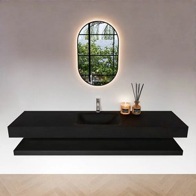 Zaro Alan badmeubel 180cm met planchet urban en vrijhangende wastafel cloud midden 1 kraangat urban