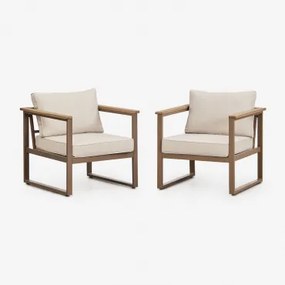 Set Van 2 Aluminium Fauteuils Lipov Moka Bruin - Sklum