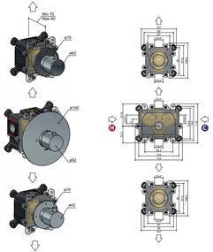 Hotbath Cobber Afbouwdeel thermostaat met twee stopkranen Geborsteld Nikkel B007