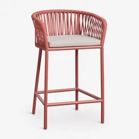 Arhiza Hoge Kruk Met Armleuningen In Gevlochten Touw Terracota & ↑65 Cm - Sklum