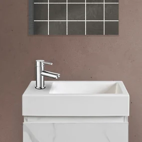 SaniGoods Mika fontein marmer met kraangat 40x22.5x10cm wit