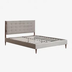 Samira Gestoffeerd Bed Stof Grijs – Taupe – Koel & 160 X 200 Cm - Sklum