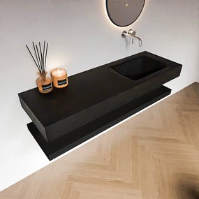 Zaro Alan badmeubel 140cm met planchet urban en vrijhangende wastafel cloud rechts zonder kraangat urban