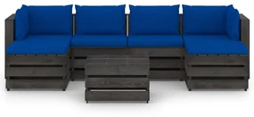 vidaXL 7-delige Loungeset met kussens grijs geïmpregneerd hout