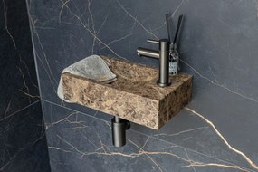 Saniclear Dark Emperador fonteinset met rechte kraan in gunmetal