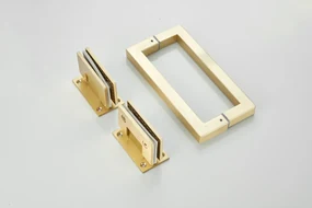 Saniclear Brass profielloze douchecabine 80x70cm met 70cm deur geborsteld messing