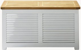 Handgemaakte opbergbank Quinn van teakhout en mahoniehout