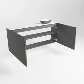 Mondiaz Fowy toiletmeubel 120cm dark grey met antraciete waskom rechts en kraangat