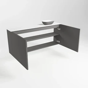 Mondiaz Fowy toiletmeubel 120cm dark grey met antraciete waskom rechts en kraangat