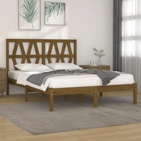 vidaXL Bedframe grenenhout honingbruin 150x200 cm 5FT King Size