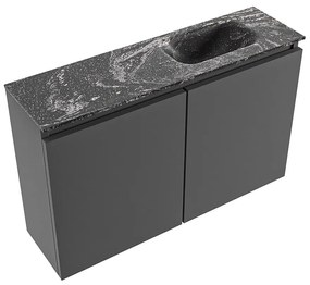 Mondiaz Ture DLux toiletmeubel 80cm dark grey met wastafel lava rechts zonder kraangat