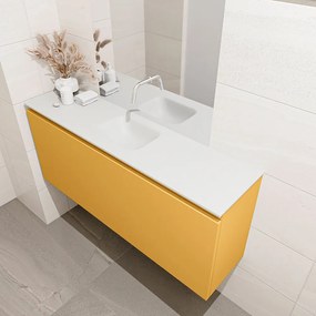 Mondiaz Olan 120cm toiletmeubel ocher met wastafel talc midden geen kraangat