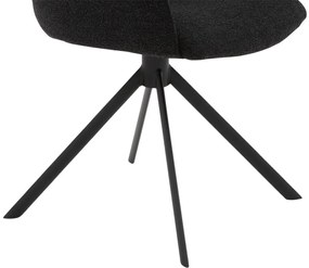 Goossens Eetkamerstoel Hera grijs stof met armleuning, modern design