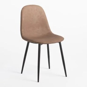 Set Van 2 Eetkamerstoelen In Glamm Kunstleer Grijs – Taupe & Zwart - Sklum