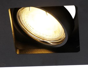Set van 6 Inbouwspot zwart rechthoekig 2-lichts - Qure