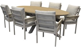 Saigon Salvador dining tuinset ovaal 220x115xH75 cm 7 delig polywood zand