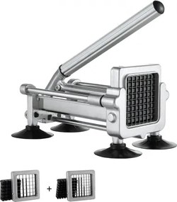 VEVOR Frietsnijder, aardappelsnijder met roestvrijstalen messen van 1/2 inch en 3/8 inch, handmatige aardappelsnijder met zuignappen en handvat, ideaal voor aardappelen, friet en groenten