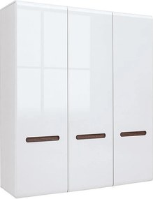 Kledingkast Serveso 117, Wit, Wengé, Glanzend wit, 210x180x57cm, 146 kg, Kledingkast deuren: Met scharnieren, Aantal planken: 7, Aantal planken: 7