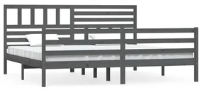 vidaXL Bedframe massief hout grijs 200x200 cm
