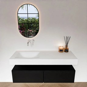 Zaro Alan badmeubel 130cm urban 2 lades met vrijhangende wastafel cloud links zonder kraangat talc
