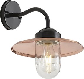 Moderne buiten wandlamp zwart met koper IP44 - Kansas