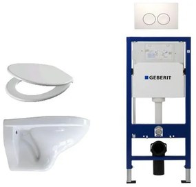 Adema Classico toiletset bestaande uit inbouwreservoir en toiletpot, basic toiletzitting en Delta 25 bedieningsplaat wit SW730486/0701174/4345100/0261520/