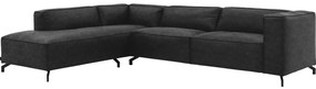 Goossens Bank Calvin antraciet, micro leer, 3,5-zits, modern design met ligelement links