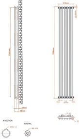 Eastbrook Murano radiator 30x180cm 947W wit glans