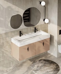 Muebles Calas badmeubel ribbelfront 120cm macchiato met solid surface wastafel met kraangaten