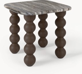Marmeren bijzettafel Lyndi met eikenhouten poten