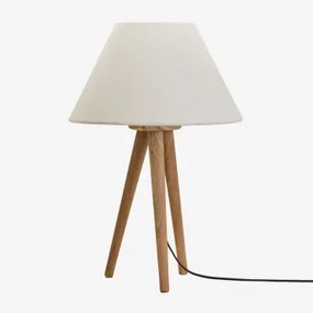 Simona Mangohouten Tafellamp Mangohout & Wit Ø40 Cm Menorca - Sklum