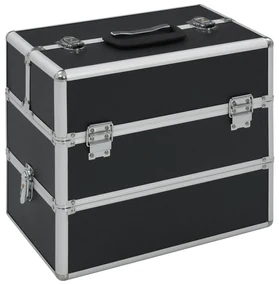 vidaXL Make-up koffer 37x24x35 cm aluminium zwart