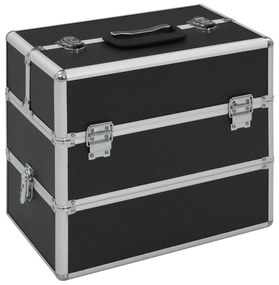 vidaXL Make-up koffer 37x24x35 cm aluminium zwart